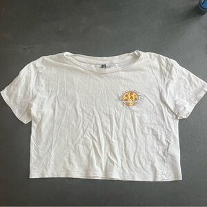 White Graphic Crop Top